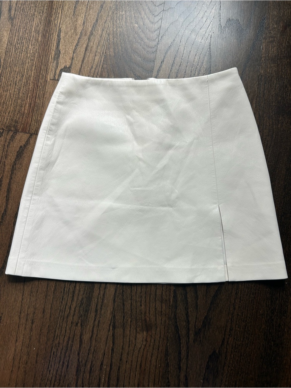 Aritzia White Faux Leather Mini Skirt with Front Slit
